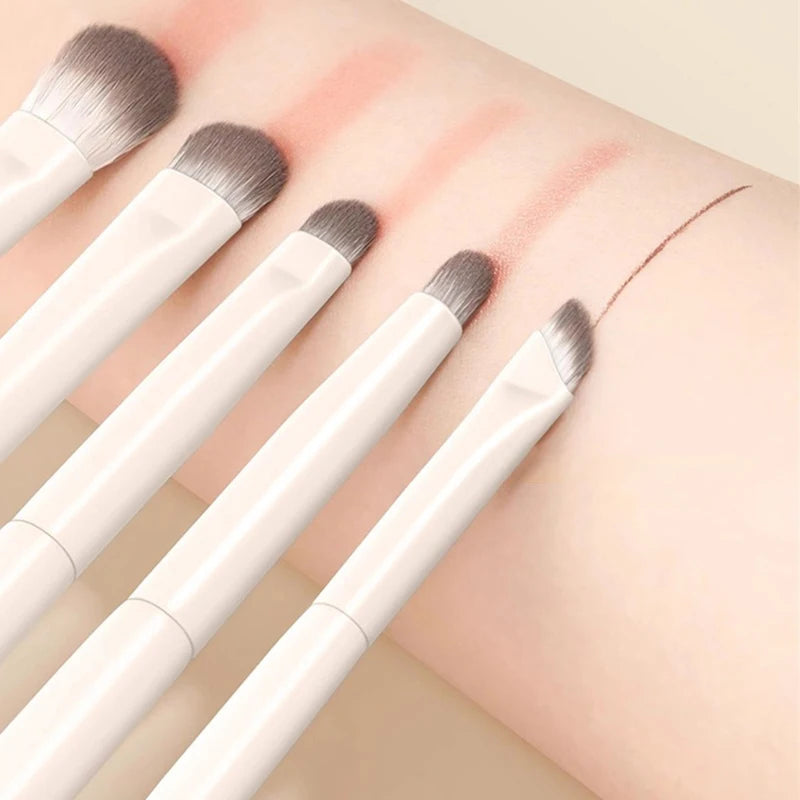 5/6/8/10pcs Natural Eye Makeup Brushes Set Detail Eyeshadow Brush Makeup Brush White Ultra Soft Eyeshadow Eyeliner Makeup Tool RELUX.STORE