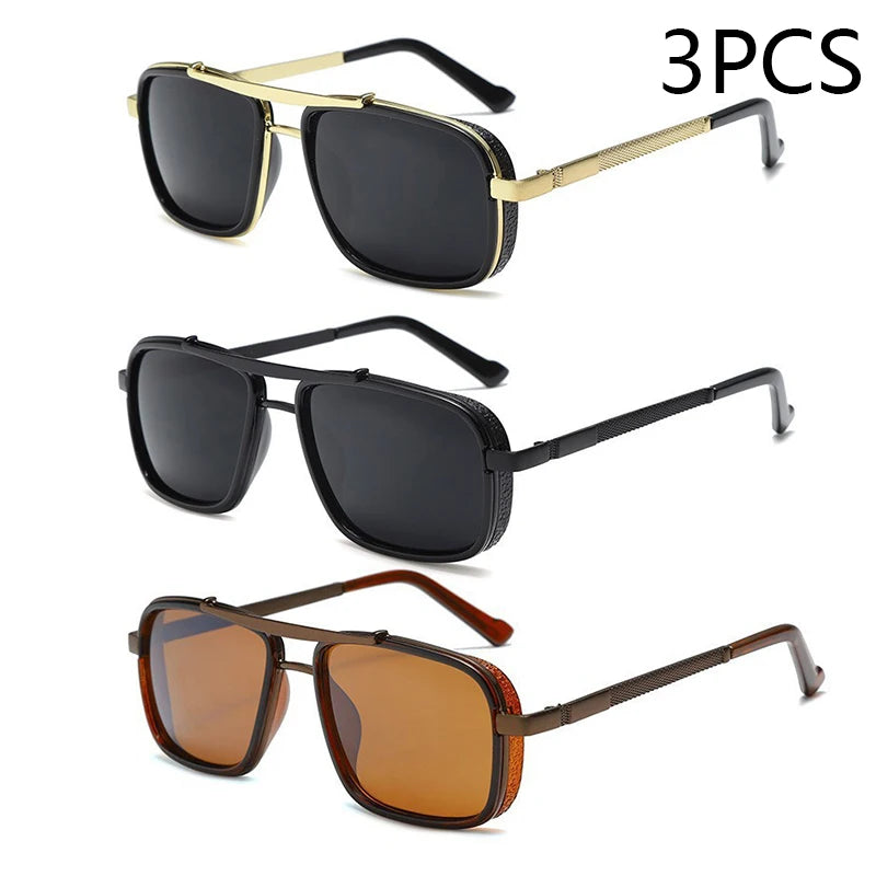 New Sunglasses Punk Sunglasses New Men's Square Uv400 Twin-beam Aviator Sunglasses RELUX.STORE