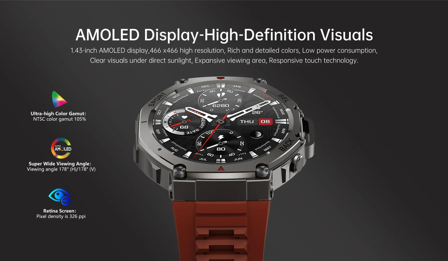 Xiaomi T-Rex 3 For Amazfit New Military gps smartwatc Built-in Compass Altimeter 10ATM Waterproof Sports Smartwatch Men Women