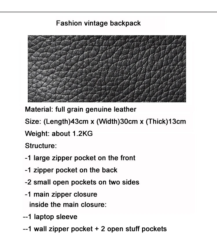 High Quality Fashion Genuine Leather Backpack Men Bagpack Student School Bag Backpack daily male Rucksack large Knapsack Black