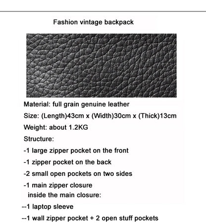 High Quality Fashion Genuine Leather Backpack Men Bagpack Student School Bag Backpack daily male Rucksack large Knapsack Black
