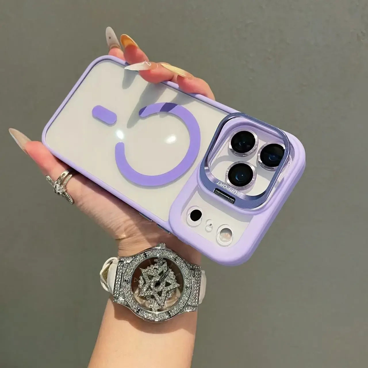 Original Luxury transparent magnetic Magsafe case For iPhone17/Promax/17Air/Pro lens holder Protect clear shockproof cover RELUX.STORE
