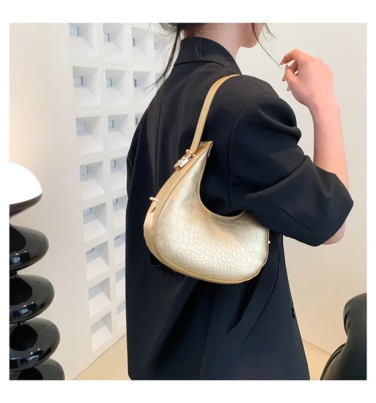 Fashion Luxury Design PU Leather Shoulder Bag Women Small Clutch Handbag Purse Female Underarm Bag Travel Totes shoulder bag RELUX.STORE