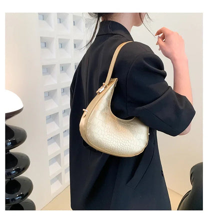 Fashion Luxury Design PU Leather Shoulder Bag Women Small Clutch Handbag Purse Female Underarm Bag Travel Totes shoulder bag RELUX.STORE