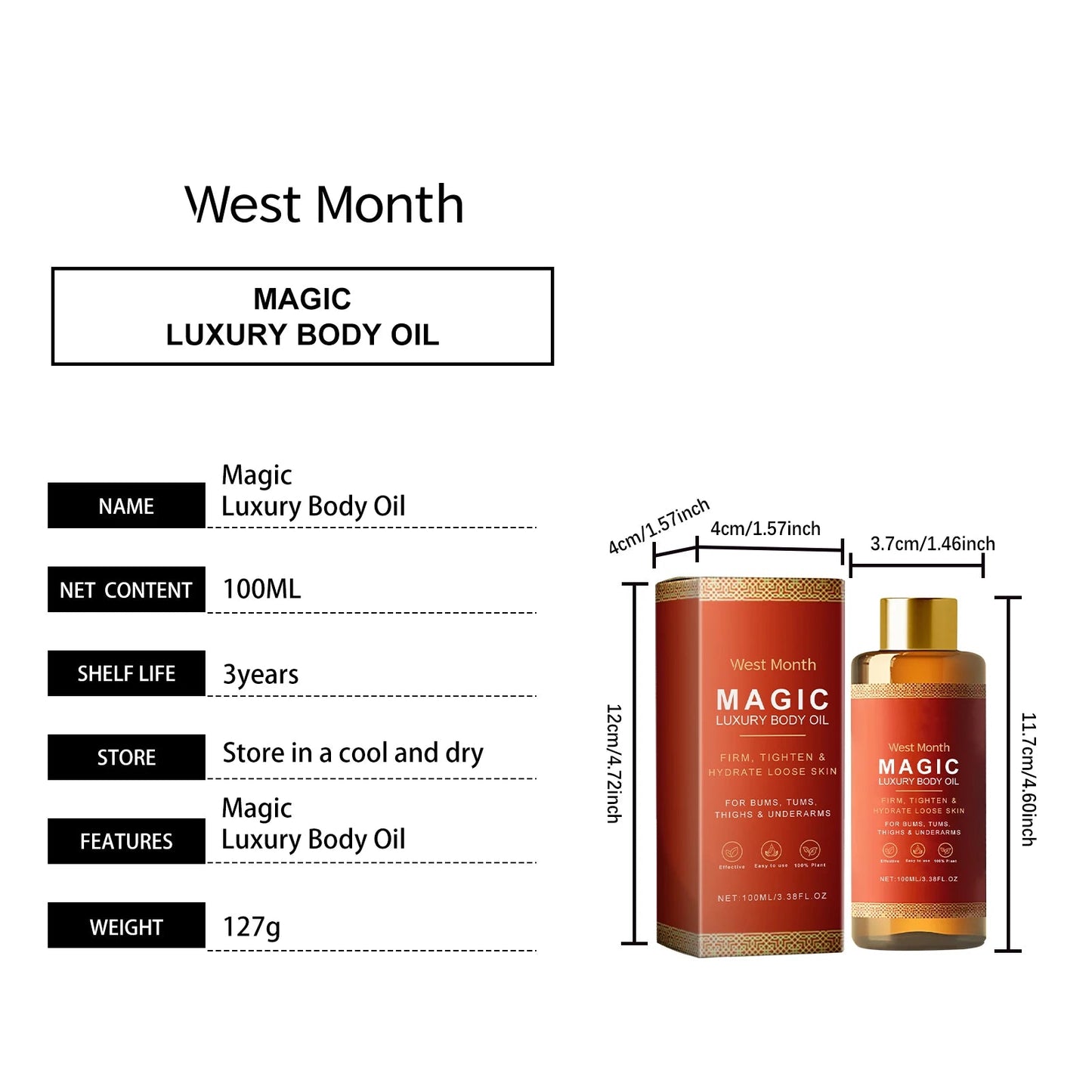 Body Firming Oil Deep Moisturizing Dry Skin Improve Sagging Skin Tightening Chest Thighs Nourishing Magic Luxury Body Care 100ml RELUX.STORE