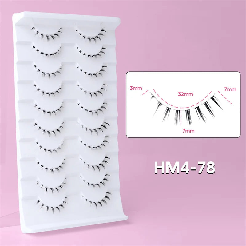 10Pairs Bottom Eyelashes Manga Lower Lashes Clear Band Wispy Small Flame Under Eye Lashes Korean Makeup Cosplay Tools RELUX.STORE