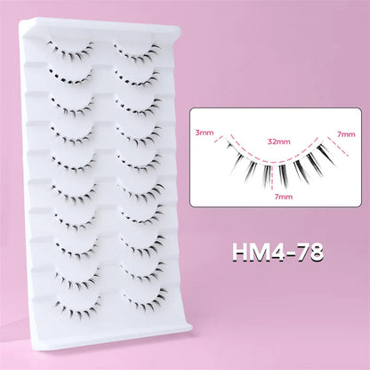 10Pairs Bottom Eyelashes Manga Lower Lashes Clear Band Wispy Small Flame Under Eye Lashes Korean Makeup Cosplay Tools RELUX.STORE