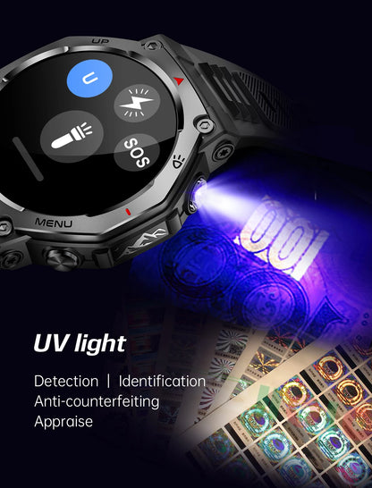 T-Rex 3 GPS Smart Watch 5ATM Waterproof 1.43 inch AMOLED HD Screen BT Call Flashlight Military Sport Smartwatches Men 2025 New