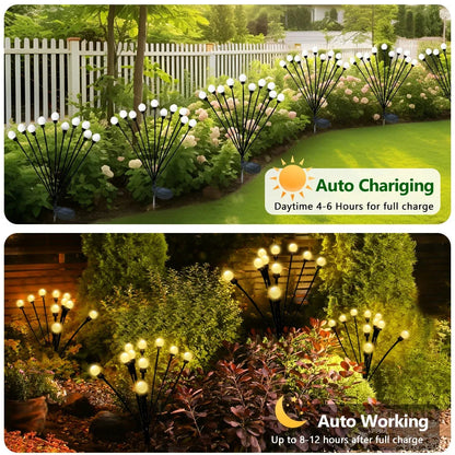10 LED Solar Garden Lights Powered Firefly Lights Outdoor Waterproof Vibrant Garden Lights for Patio Pathway Decoration,Warm RELUX.STORE