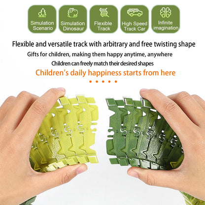 Magic Climbing Track train,Create A Dinosaur World Road Race Tracks, Flexible Track Playset for 3 4 5 6 Year Old Boys Girls Gift