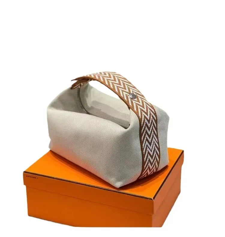 2024 New Large Capacity Canva Makeup Bag Soft Texture Fashionable Women's Shoulder Bag Color Blocking Handbag From China RELUX.STORE