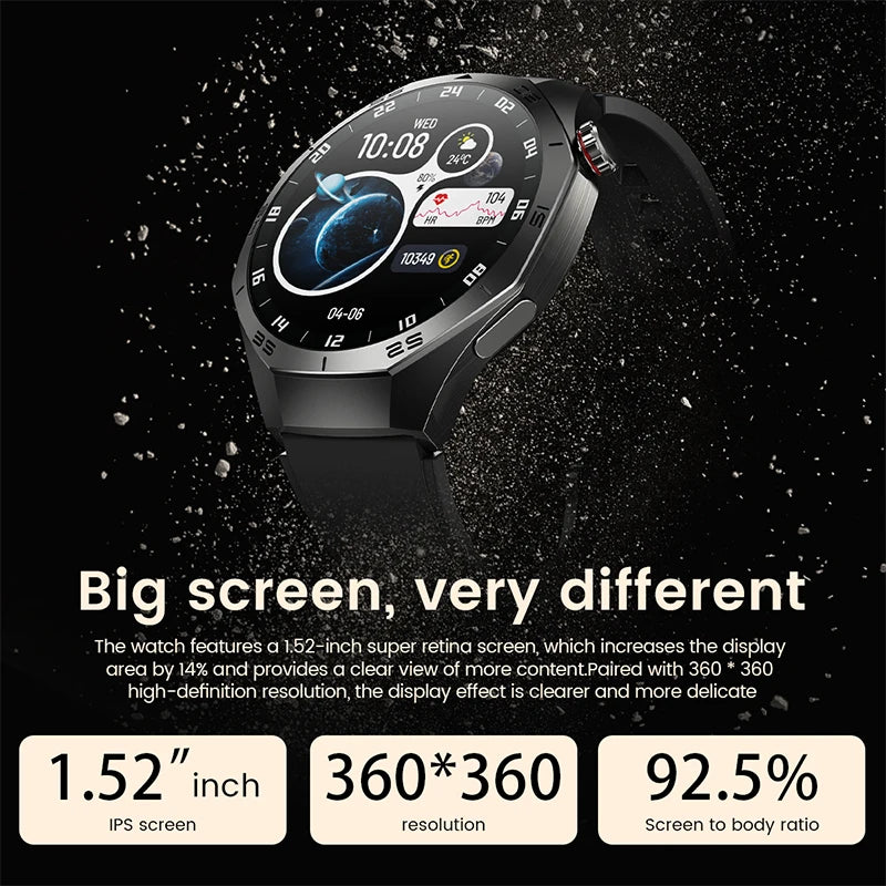2025New For Android and ios Smart Watch Men AMOLED Screen GPS Motion trajectory Heart Rate Bluetooth Calls SmartWatch Waterproof