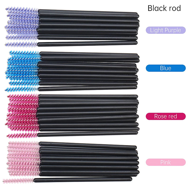 NEW 50Pcs Makeup Eyelash Brushes Disposable Crystal Eyebrow brush Diamond Handle Mascara Wand Applicator Lashes Extension Tools RELUX.STORE