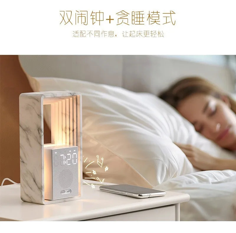 Simulated Sunrise Wake-up Alarm Clock White Noise Sleep Sound System Small Night Light High Aesthetic Bedside Table Lamp