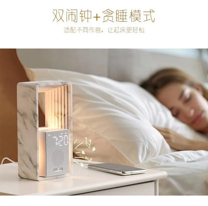 Simulated Sunrise Wake-up Alarm Clock White Noise Sleep Sound System Small Night Light High Aesthetic Bedside Table Lamp