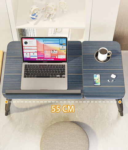 Foldable Bed Desk Adjustable Laptop Table with 5-Level Height Study Tray for Kids & Students Portable Nightstand for Dorm/Home