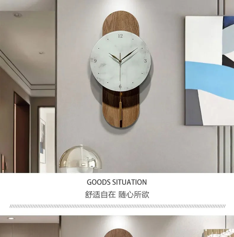 Aesthetic Chinese Wall Clock Creative Pendulum Solid Wood Log Wind Interior Design Unique Art Medieval Decoration Room Decor