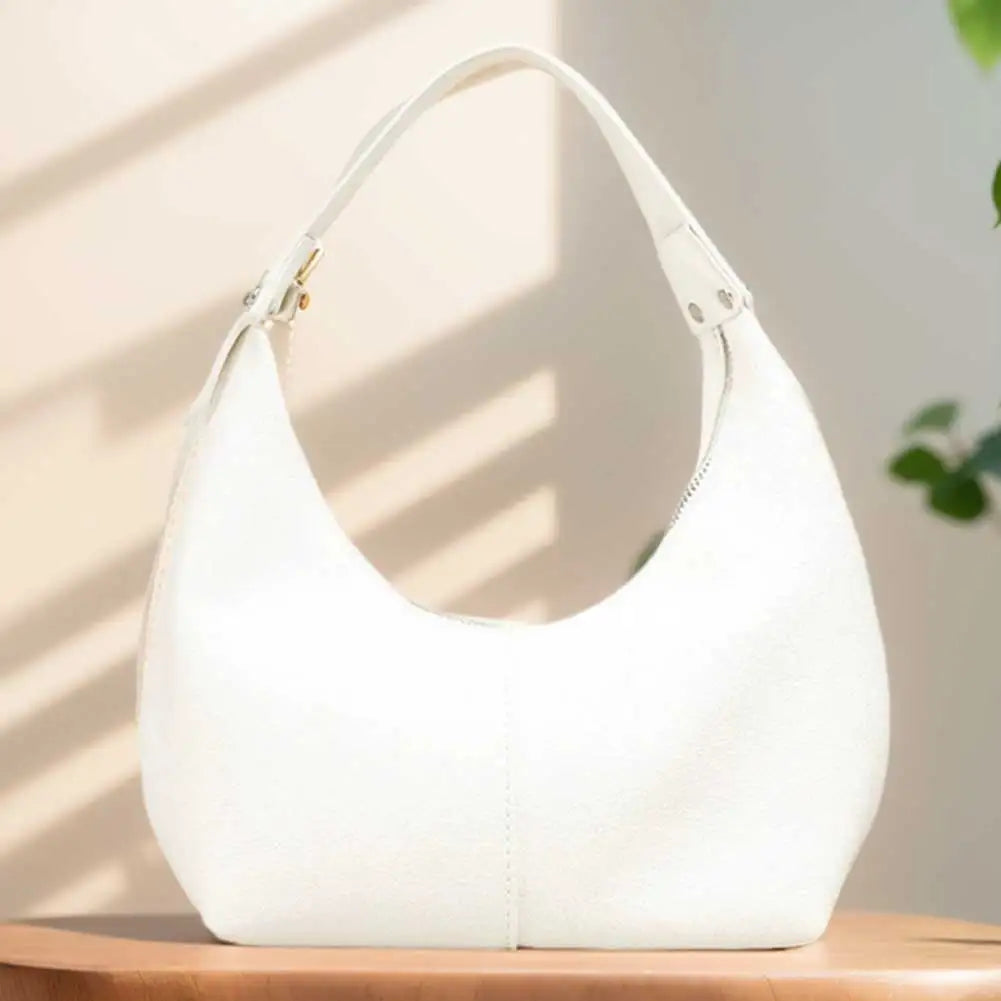 Women Simple Shoulder Purse PU Leather Soft Hobo Bags Solid Color Casual Armpit Handbag Girls Outdoor Daily Bag RELUX.STORE