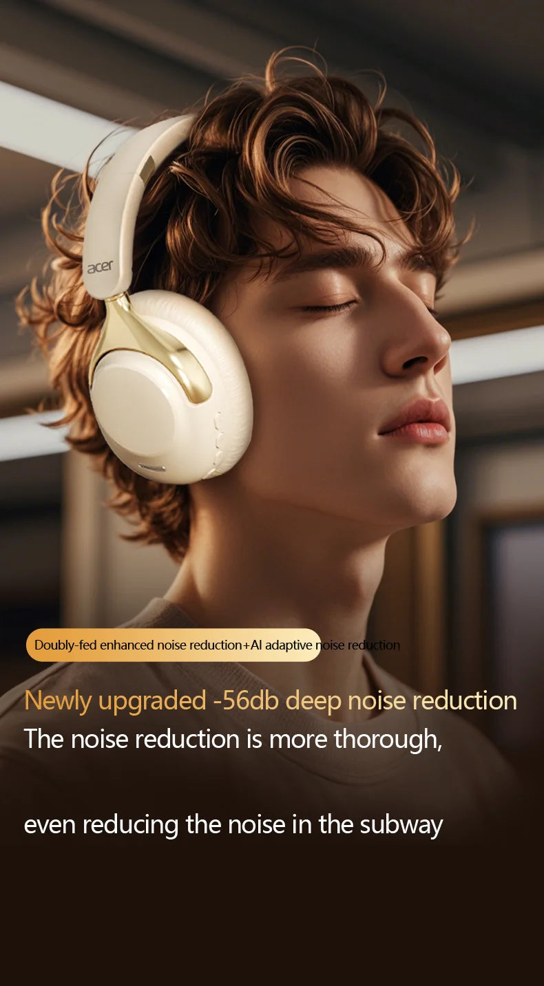 Acer OHR524 ANC Wireless Headphones with HD Mic 360° Surround Sound Headsets Gamer Sports Bluetooth Earphones Noise Reduction