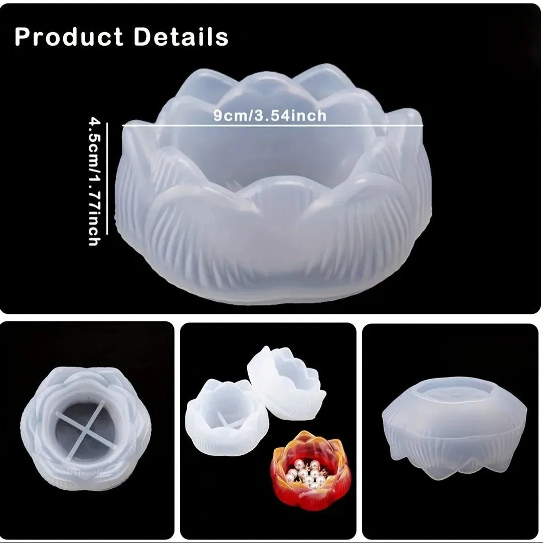 1pc DIY Lotus Flower Silicone Resin Molds For Making Candle Holder/Tea Light Holder/Jewelry Box Silicone Molds RELUX.STORE
