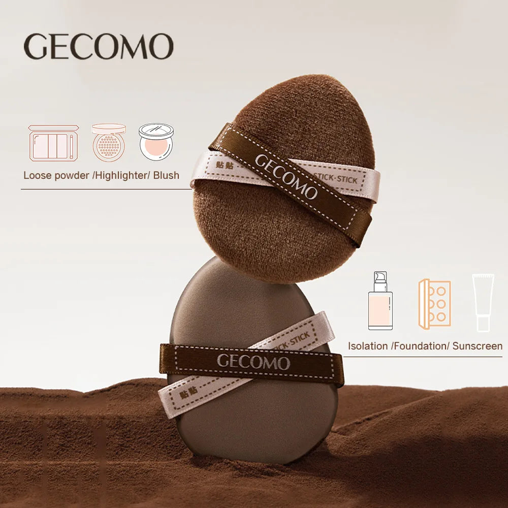 GECOMO Two-pack Powder Puff Set Box with Mirror, Wet And Dry Dual Use, Super Soft Makeup Sponge And Loose Powder Air Cushion RELUX.STORE