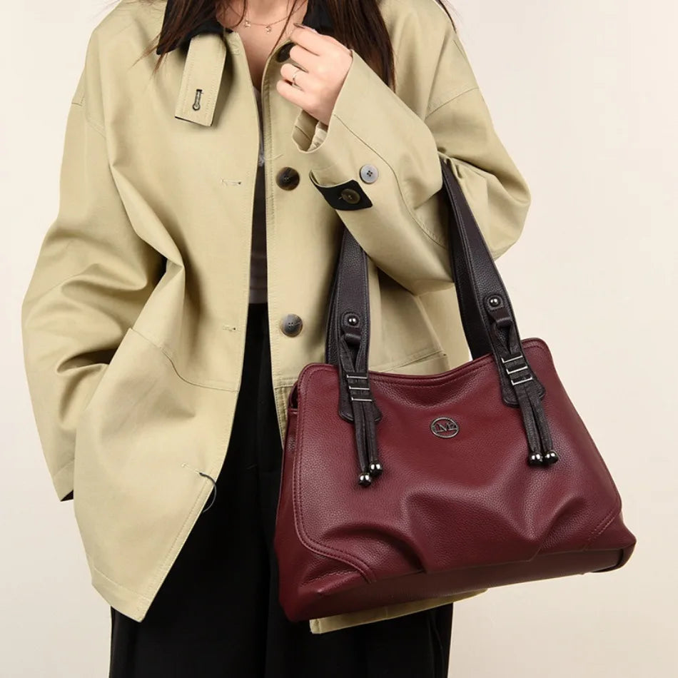High Quality Soft Leather Handbags for Women Vintage Shoulder Tote Bag Luxury Designer Ladies Large Capacity Top-Handle Bags Sac RELUX.STORE