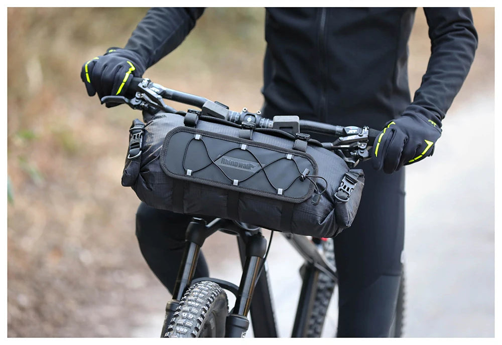 Rhinowalk Bicycle Handlebar Bag 12L Waterproof Bike Mounts Set Bike Bag Base With Replaceable Inner Dry Bag Luggage Storage