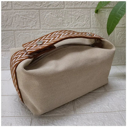 2024 New Large Capacity Canva Makeup Bag Soft Texture Fashionable Women's Shoulder Bag Color Blocking Handbag From China RELUX.STORE