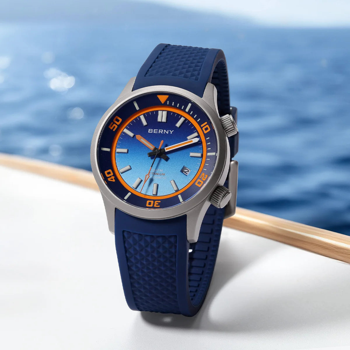 BERNY Automatic Titanium Diver Watch for Men Supper Luminous Sappire AR coated Miyota 8215 20ATM Mechanical Diving Men's Watches