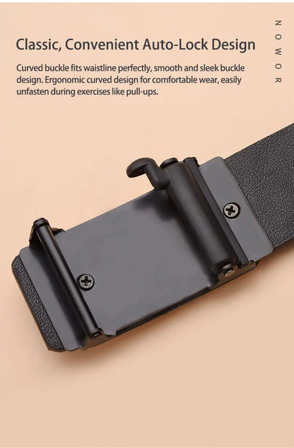 The new buckle toothless automatic buckle belt men's casual style business all-match waist belt personality youth trendy pants RELUX.STORE