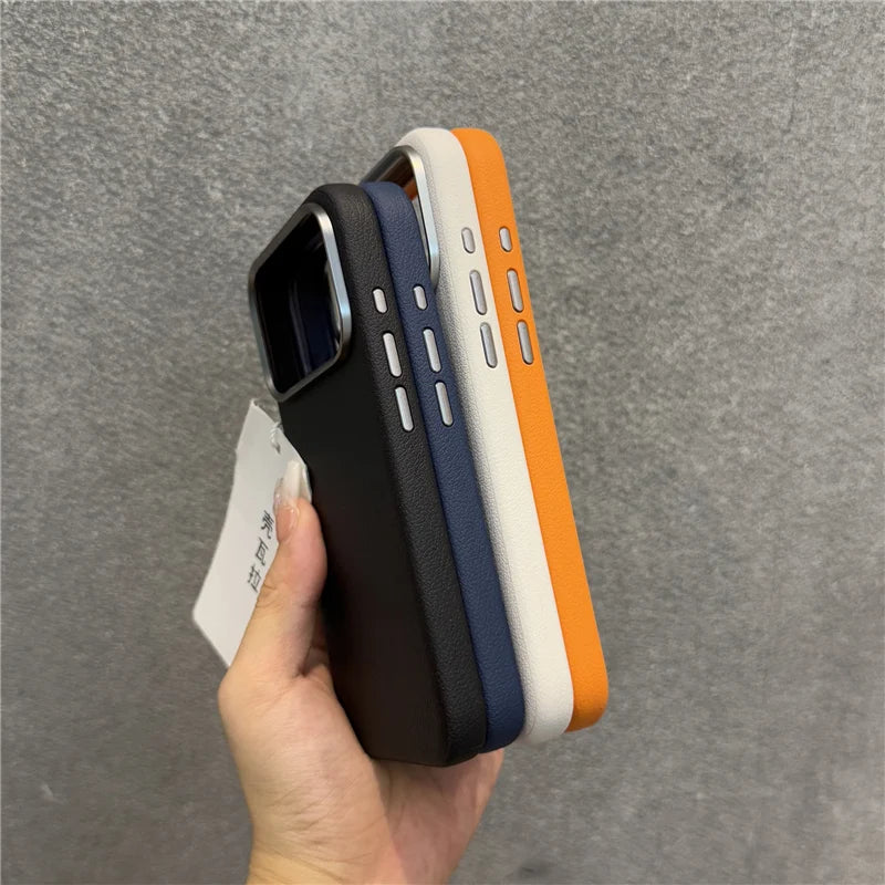 Luxury Solid Color PU Leather Magsafe Case For iPhone 17 Air 17Pro 17Pro Max Active Touch Camera Button Lens Protection Cover RELUX.STORE