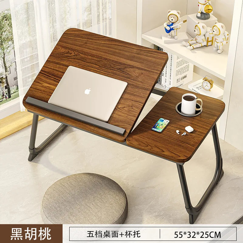 Foldable Bed Desk Adjustable Laptop Table with 5-Level Height Study Tray for Kids & Students Portable Nightstand for Dorm/Home
