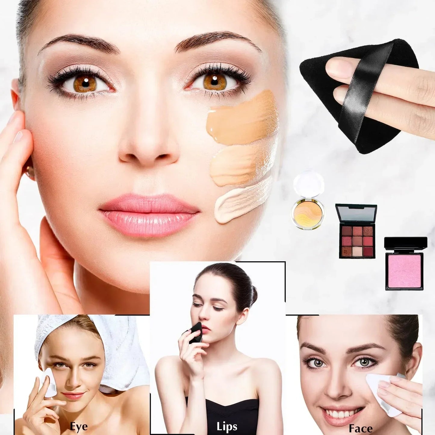10/20Pcs Triangle Velvet Powder Puff Pizza Flours Mini Face Makeup Sponge Cosmetics Washable Lightweight Makeup Tool RELUX.STORE