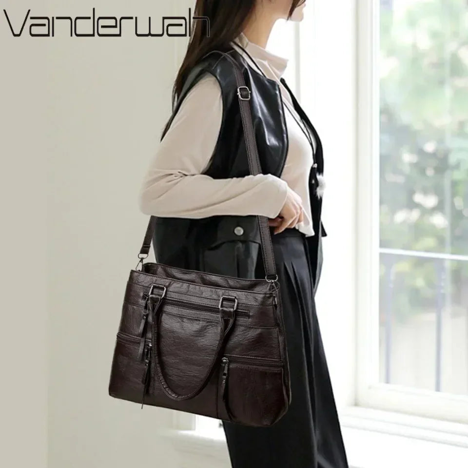 Elegant Handbag for Women High Quality Leather Top-Handle Bags Purse Ladies Shoulder Crossbody Bag Large Casual Tote 2025 Hot RELUX.STORE