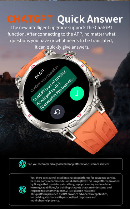 2025 New Military AMOLED HD SmartWatch 650Mah Battery GPS Compass 5ATM Waterproof Tactics 100+ Sport BT call Smart Watch For Men