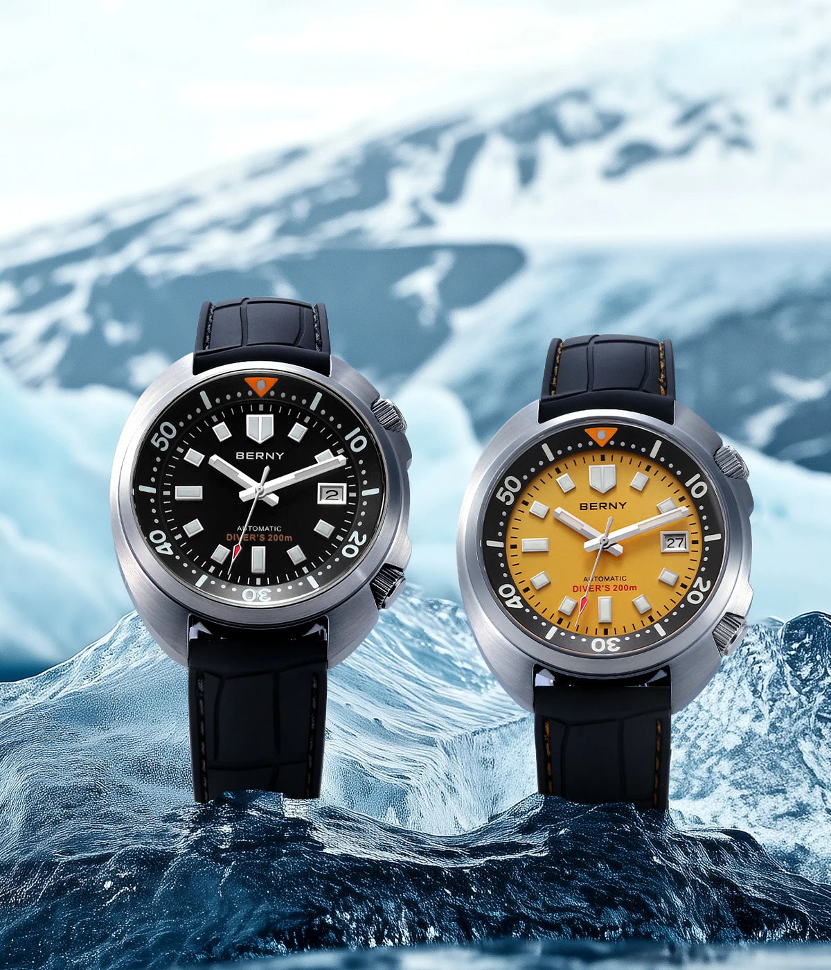 BERNY Automatic Diver Watch for Men Super Luminous Wristwatch Sapphire Sport Mechanical 20ATM 1970 Compressor Diving Men Watches