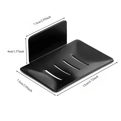 1pc  Black carbon steel soap box, non perforated wall mounted bathroom soap box, bathroom soap holder, soap storage rack
