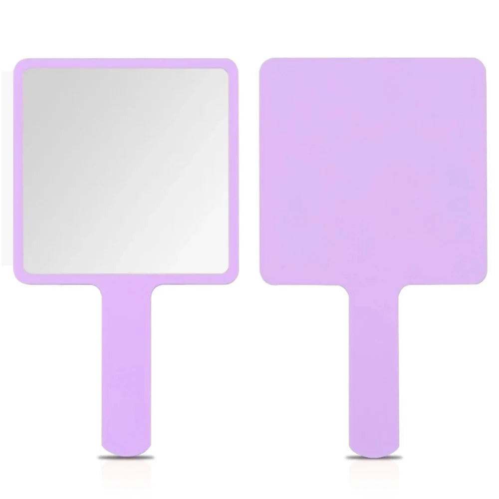 1Pcs Plastic Handle Handheld Makeup Vanity Mirror Portable Square Eyelash Extension Mirror Women Cosmetic Beauty Salon Supplies RELUX.STORE