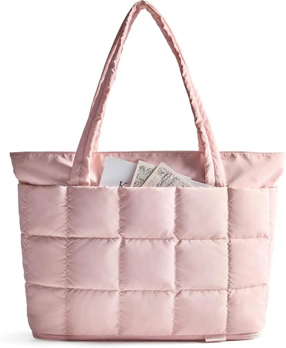 BAGSMART Expandable Tote Bag for Women, Puffer Work Tote Water-Resistant Quilted, Nurse and Carry-On Travel Gym Bag