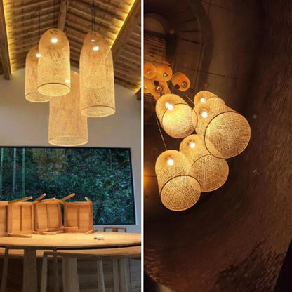New Chinese Bird's Nest Lampshade Chandelier Hotel Restaurant Staircase Japanese Tatami Rattan LED Bamboo Furniture Decoration RELUX.STORE
