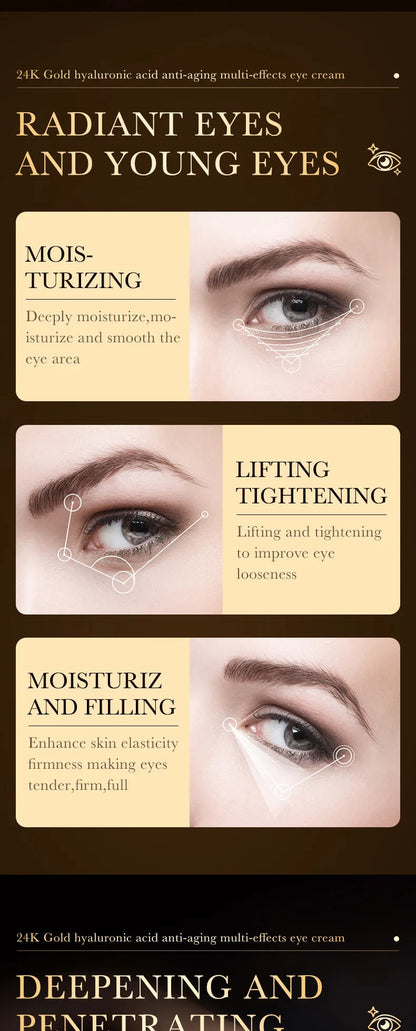 24k Gold Hyaluronic Acid Eye Cream Anti Dark Circles Eye Bags Firming Moisturizing Eyes Skin Care Prodcuts RELUX.STORE