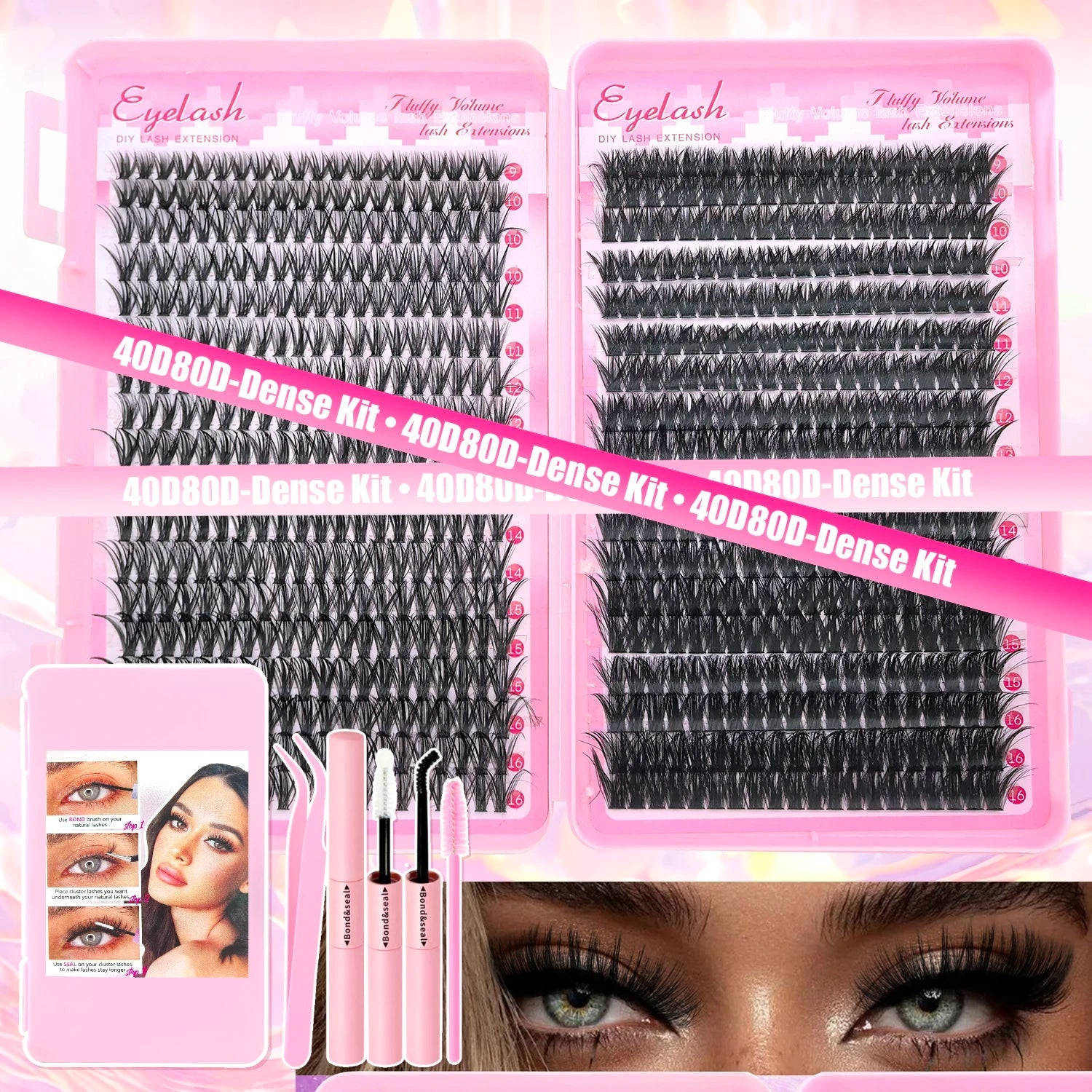DIY Lash Extension Kit 720pcs Lash Clusters Individual Eyelashes Kit with Lash Bond and Seal Wispy Natural Mange Lashes RELUX.STORE