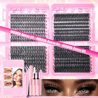 DIY Lash Extension Kit 720pcs Lash Clusters Individual Eyelashes Kit with Lash Bond and Seal Wispy Natural Mange Lashes RELUX.STORE