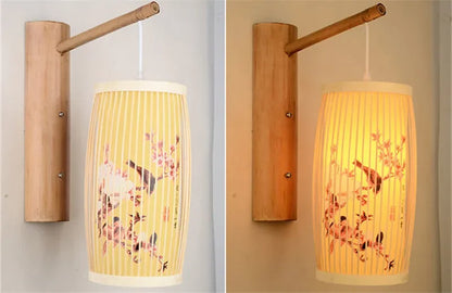 SAMAN Modern Bamboo Art Wall Lamp Bamboo Weaving Creative Living Room Restaurant Bedroom StudyTea Homestay LED Retro Wall Light