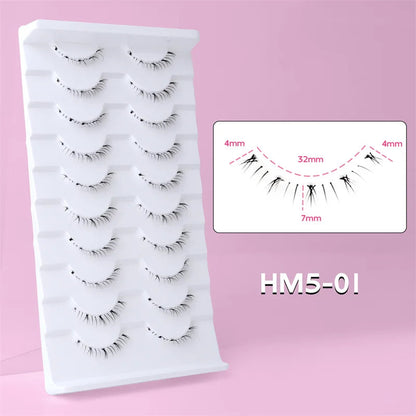 10Pairs Bottom Eyelashes Manga Lower Lashes Clear Band Wispy Small Flame Under Eye Lashes Korean Makeup Cosplay Tools RELUX.STORE