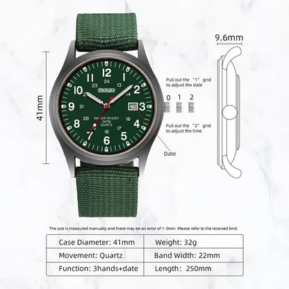 Fashion Mens Watches Luminous Hands Clock Luxury Military Sports Calendar Quartz Wristwatch Men Casual Nylon Watch Reloj Hombre