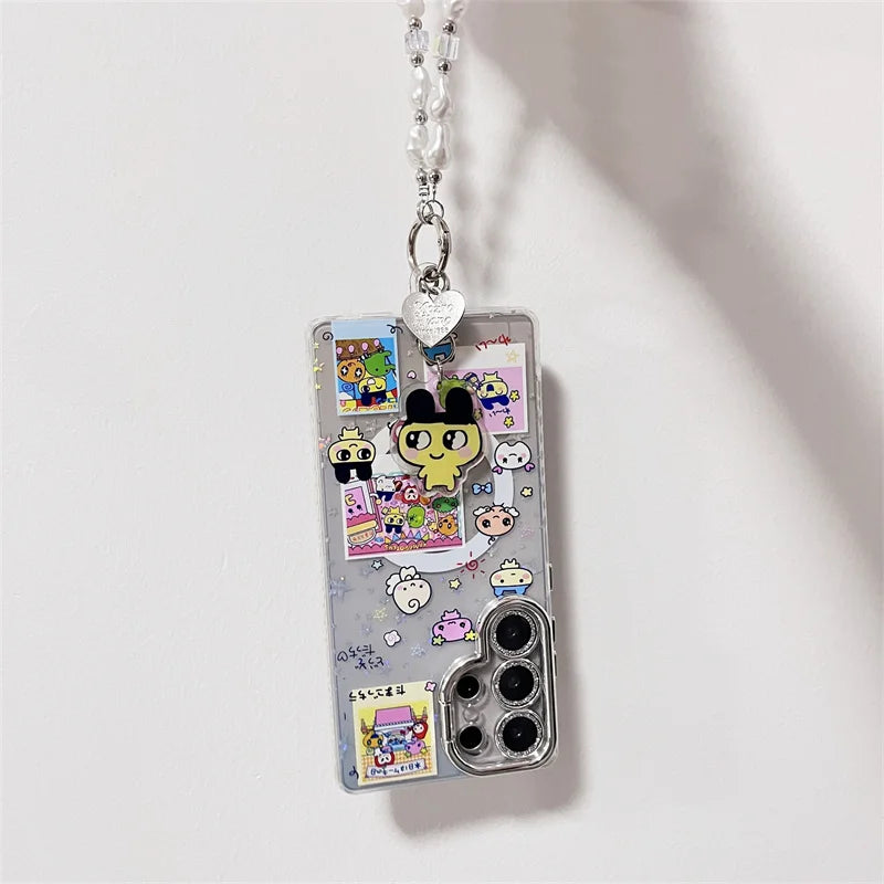 Kawaii Angel Baby Animal Phone Case For Samsung Galaxy S25 Ultra 24 Plus S23 S25 Edge Cover with Stand Chain Cute Magnetic Cases