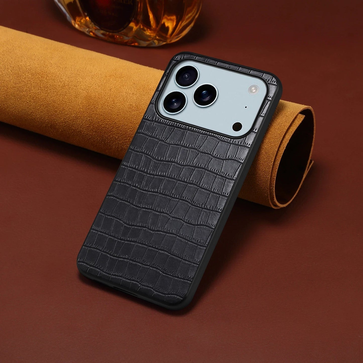 3D Texture PU Leather Case for iPhone 17Air 16e 17 16 15 14 Plus 13 12 11 Pro Max Shockproof Soft TPU Matte Cover Fundas Bumper RELUX.STORE
