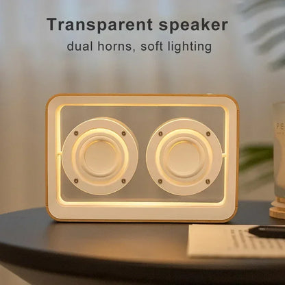 Wireless Bluetooth Speaker with Duel Horn Transparent Comfortable Reading Light Portable Stereo HIFI Sound Quality Music Box