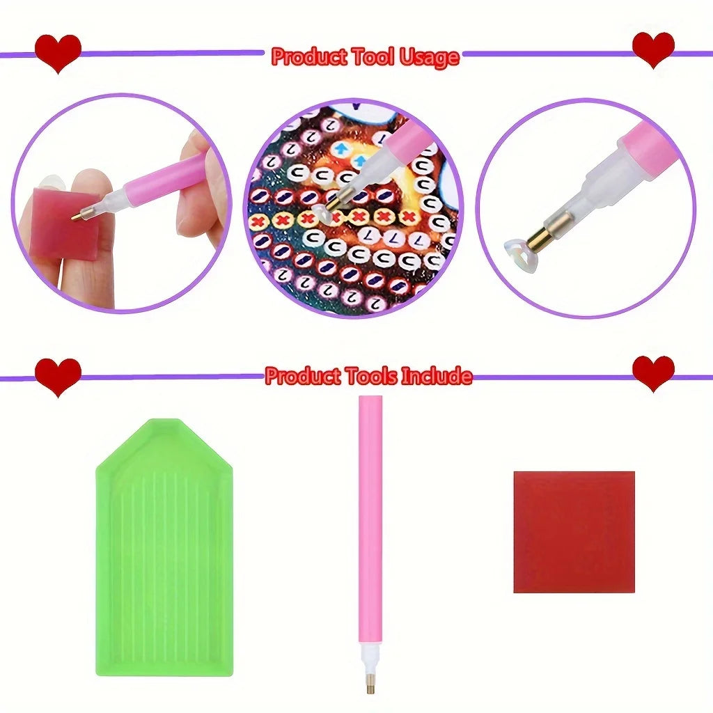 1 Acrylic Double-sided Super Flash Crystal Diamond Painting Captures Scenery Sun Moon Heart Tree Pattern DIY Wind Chimes